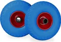 Relaxdays Sackkarrenrad Set, pannensicher, 3.00-4 Vollgummireifen, Stahlfelge, 25 mm Achse, 100 kg, 260x85mm, blau-rot