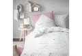 MTOnlinehandel Bettwäsche Sweet Dreams 135x200 + 80x80 cm, 100 % Baumwolle, Biber, 2 teilig, Sterne & Wimpern Bettwäsche für Kinder und Erwachsene in rosa & grau