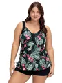 Sheego Damen Große Größen Tankini-Top mit Tropenprint und seitlicher Raffung Aqua