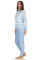 RELAX by Normann Eleganter Damen Frottee Pyjama Langarm mit Bündchen in Streifenoptik - 291 201 13 568, Farbe:hellblau, Größe2:36/38