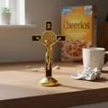 Kruzifix Jesus Christus Kreuz Statue Figur Metall Gold, Auto, Haus, Kapelle D...