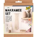 folia 23719 - Makramee Set Boho, 10-teilig, Garn (natur beige), Garn (rose), Holzstab, Holzperlen, 100 % Baumwolle, mit Anleitung, zum Basteln und Knüpfen