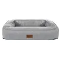 Petlando orthopädisches Hundebett Lima Ortho, ergonomische Liegefläche, waschbar 60°C, rutschfest, M Stone, Hundematte grau, Hundekissen kleine bis mittelgroße Hunde L 80 x B 55 x H 17 cm