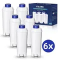 6er Wasserfilter Kaffeevollautomat für Delonghi Wasserfilter Ersatz für De'Longhi DLSC002, Kompatibel mit De Longhi, ECAM, ESAM, ETAM, BCO, EC-Serie - Weiß