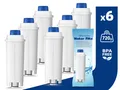 Filswa Wasserfilter für De'Longhi DLSC002 Kaffeemaschine 6 Stück Filterkartusche, Zubehör für De'Longhi Kaffeemaschinen der ECAM, ETAM, EPAM, ESAM, BCO, EC-Serie