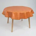 laro 140cm runde Wachstuch Tischdecke abwaschbar Wachstuchtischdecke mit Saum-Eingefasst-Paspelband, Muster:Leinenoptik Orange Bronze, Größe: Rund 140cm