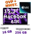 ✅ Apple MacBook AIR 15,3" M4💥 16GB ☑️ 256GB, silber, OVP ✅ MW1G3D/A, Rg.-MwSt.