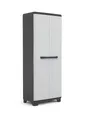 Keter Linear Kunststoffschrank, hoch, hellgrau/schwarz/blau, 68 x 39 x 173 cm