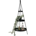 Xxl Metall Etagen Pyramide Schwarz 3-stöckig  - 73 X 30 Cm - Deko Präsentierständer Mit 3 Etagen - Dekoständer Blumentreppe Pflanzenregal Servierständer Groß