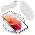 QI Wireless Kabellos Ladestation kompatibel mit Samsung Galaxy S25 S24 S23 S22 S21 Plus Ultra FE 5G Ladematte Charger Induktives Universal Schnellladegerät, Farben:Weiss