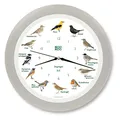 KOOKOO Singvögel Seiden-Grau, Die Singende Vogeluhr, mit 12 heimischen Singvögeln und echten, natürlichen Vogelstimmen, mit RC Funkquarzwerk