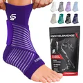 Sleeve Stars Sprunggelenkbandage - Plantarfasziitis & Achillessehnen Entlastung, Fußgelenk Bandage mit verstellbarem Riemen I Knöchelbandage I Fußbandage für rechts (1,dunkelviolett,Groß)