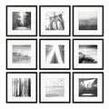PHOTOLINI Bilderrahmen 30x30 Schwarz, MDF Holz Bilderrahmen Set schwarz, quadratisch 30x30 Diamond painting, Fotorahmen Set mit Acrylglas, 30 x 30 Rahmen mit Passepartout zum Aufhängen & Zubehör