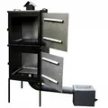 Räucherkammer Stahl Räucherofen Räucherschrank Zwei Kammer Garten 50x50x120cm 7545 - Schwarz