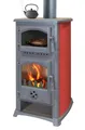 TRGO Kaminofen Cucina bordeaux mit Backfach und Herdplatte, 9,70 kW