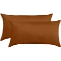 Traumschlaf Edel-Linon Kissenbezüge 2er Set 2x 40x80 cm | schoko - braun