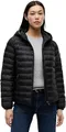Tommy Hilfiger Damen Daunenjacke Padded Global Stripe Jacket mit Kapuze, Schwarz (Black), L