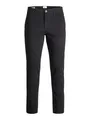 JACK & JONES Slim Fit Stoffhose Bequeme Chino Baumwolle Pants Freizeit Trousers Basic JPSTMARCO JJBOWIE, Farben:Schwarz,Größe-Hosen:W27 L30,Z - Länge L30/32/34/36/38:L30