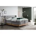 Belanoti EON Boxspringbett 180x200 elektrisch verstellbar 7-Zonen Taschenfederkern Matratze inkl Visco Topper Bett 180x200 mit Motor in der Farbe H... - Hellgrau
