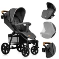LIONELO® Kinderwagen bis 22 kg mit klappbarer Schlaffunktion Überwurf