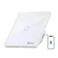 SONOFF T2EU1C-TX Wlan Wand Touch Lichtschalter, RF Wireless WiFi Wandsteuerung, 1 Kanal Schalter für Smart Home-Automatisierungslösungen (1-Wege Ultraweiß)