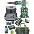 Grauer Minecraft Schulranzen für 1. bis 4. Klasse - Set 10-teilig mit großer Schultüte 85 m - Schultasche Jungen, ergonomisch, leicht, geräumig - Grau