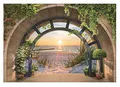 WallArena - Vlies Fototapete Strand Meer Fenster mit Aussicht Natur Ostsee 150x105 cm - Fototapeten - Tapeten - für Wohnzimmer Schlafzimmer - Vliestapete Wandtapete Tapete 3D Effekt- inkl. Kleister