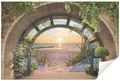 Wallarena Fototapete 3D EFFEKT Fenster Strand Meer Palmen Natur Wohnzimmer Schlafzimmer, Glatt, 3D-Optik, Tapete inklusive Kleister Vliestapete Motivtapete