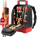 Wiha Elektriker Werkzeugrucksack 27-tlg. I mit Elektriker Grundausstattung I stabiler Standboden I mit Laptopfach I Taschen für Zubehör (45528) (Standard inkl. Spanungsprüfer (45216))