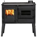 GLOBEFIRE Holzherd "Atlas", schwarz, Gusseisen, 7 kW, Dauerbrand geeignet
