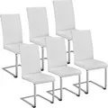 Tectake Set Schwingstuhl Bettina Gepolstert Mit Kunstlederbezug Hohe Rückenlehne 6Er Set 41 x 52 x 99 cm Weiß
