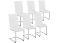 tectake® Set Schwingstuhl, gepolstert mit Kunstlederbezug, flaches Stahlgestell in C-Form, 41 x 52 x 99 cm