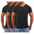 Young & Rich T-Shirt Herren Uni Basic rundhals Ausschnitt Unterziehshirt 1701 Rundhalsauschnitt unifarben kurzarm regular fit schwarz L