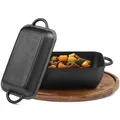 Navaris Dutch Oven rechteckig - Gusseisen Topf mit Deckel - Ideal zum Kochen und Brot backen sowie fürs BBQ - Schmortopf geeignet für alle Herde - 3,8 l Kapazität - Schwarz