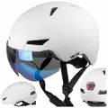 Vayox Fahrradhelm Street VA0423WMM Verstellbar von 55 bis 58 CM - Größe M - mit Schutzbrille, mit LED-Beleuchtung - Weiß - Weiß