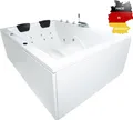 Basera BASIC Indoor Whirlpool Badewanne XXL Wave 180 x 130 cm für 2 Personen mit 16 Massagedüsen, Wasserfall, LED-Ambiente