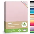 leevitex® Spannbettlaken 90x200cm - 100x200cm | Spannbetttuch Bettlaken | 100% Jersey Baumwolle | Matratzenhöhe bis 25 cm | Öko-Tex | Rosa/Rose