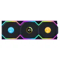 Set + 3 + Lüfter + Gehäuse + Link + Li + Uni + Fan + SL+Wireless + LCD + RGB + -+12 cm +%28 Schwarz