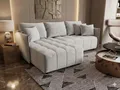 CORNERO Ecksofa mit Schlaffunktion und Bettkasten CHICAGO L-Form Couch mit Stauraum Ecksofa in L-Form Wohnlandschaft Hellgrau Ottomane links