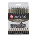 Sakura - Fineliner Pigma Micron Set mit 10 Schreibbreiten schwarz