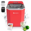 Juskys Eiswürfelmaschine IceOracle - Cocktail Eiswürfel in 6-13 min - Mini Eiswürfelbereiter für 12 kg/Tag - Großer Eiswürfelbehälter - Rot