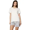 Merry Style Schlafanzug Damen Pyjama Zweiteiler Kurz aus Baumwolle Set MS10-177 weiß XL
