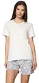 Merry Style Damen Schlafanzug Zweiteiler Pyjama Kurz aus Baumwolle Pyjama Set MS10-177 (Melange Sterne/Cream, XL)