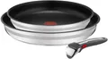 Tefal Pfannen-Set Jamie Oliver Ingenio G6, Pfannenset abnehmbarer Griff, antihaft, Edelstahl (Set, 3-tlg., 2x Pfannen Ø 24/28 cm, 1x abnehmbarer Griff, Made in France), stapelbar, platzsparend, einfache Reinigung, Induktion, L97691