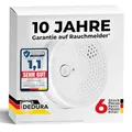 Rauchmelder 6er Set mit 10 Jahre Garantie BSI Zertifiziert nach DIN EN14604 inkl. 9V Batterie Rauchwarnmelder Brandmelder Feuermelder