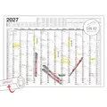TOBJA® DIN A2 Wandkalender 2027 Abwischbar Gerollt mit 4 Stiften - Beschichteter Jahreskalender 14 Monate Feucht Abwischbar | Jahreskalender mit Ferien 2027 | 250g/m² Papier