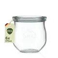 Weck Gläser 320ml – 6er Set mit Deckeln – Tulpenform – robuste, stapelbare Einkoch- & Einweckgläser - ideal für Meal Prep, Overnight Oats, Dessert & Marmelade – wiederverwendbar – Made in Germany