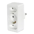 Hama Steckdosenadapter mit Berührungsschutz (Mehrfachstecker ohne Kabel, 2 Eurostecker und 1 Schutzkontaktstecker, Max. Anschlussleistung: 3500W, Betriebsspannung: 230V, 5,0 x 9,5 x 7,5 cm) weiß