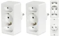 2 Stück Hama 3-fach Euro Shuko Adapterstecker - Weiß Steckdosenverteiler Adapter