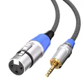 Tisino XLR auf klinke 3,5mm Mikrofonkabel, unsymmetrische XLR Buchse auf 3,5mm aux Klinken stecker Adapter für Camcorder, DSLR-Kameras, Computeraufzeichnungsgerät und mehr, 1m